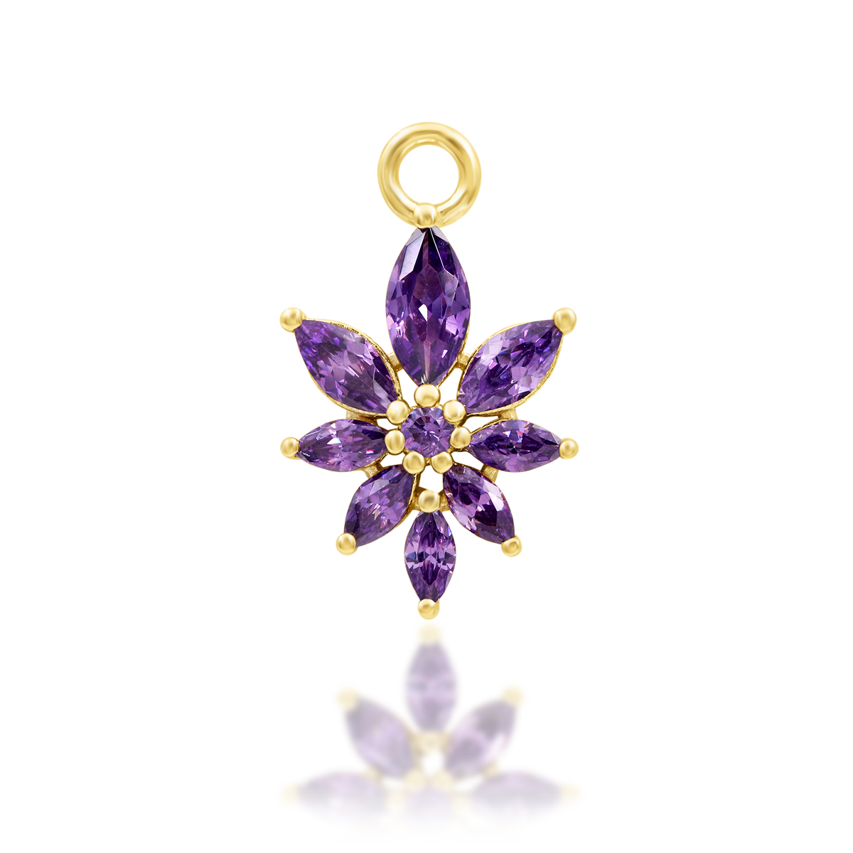 14ct yellow gold threadless Bailey Amethyst end, Loughborough Origins Body Art