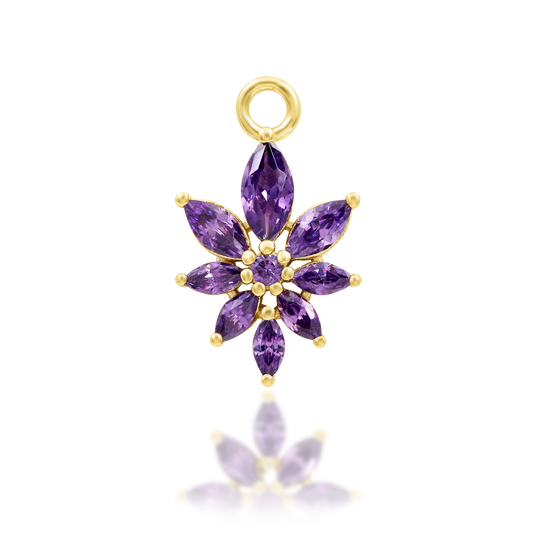 14ct yellow gold threadless Bailey Amethyst end, Loughborough Origins Body Art