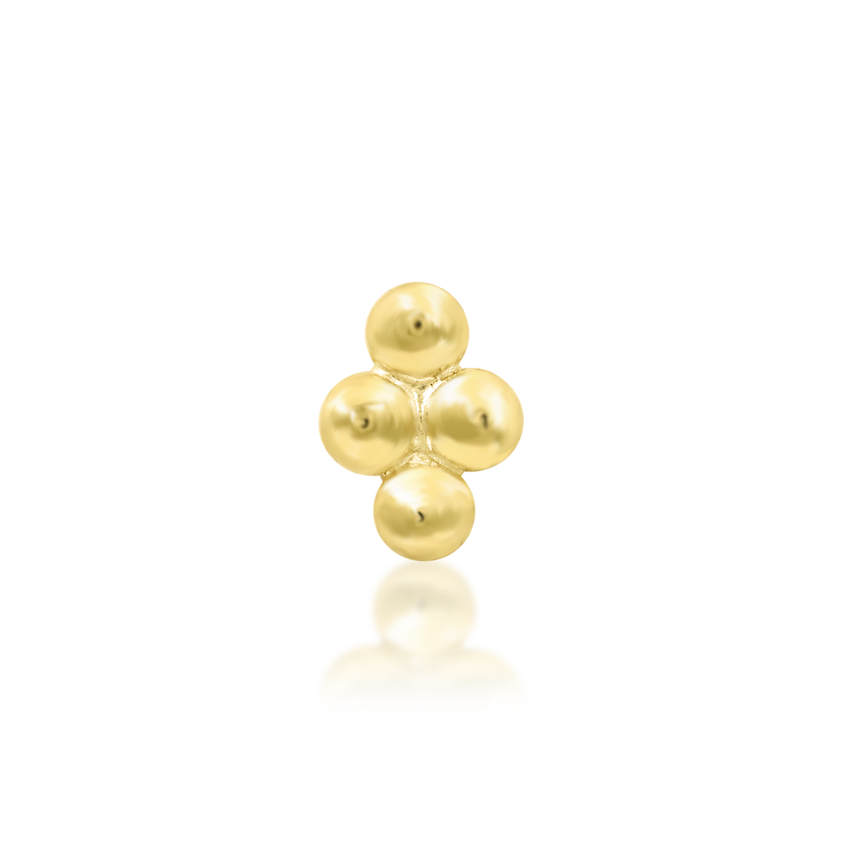 14ct yellow gold threadless Quad Beaded Diamond end, Loughborough Origins Body Art