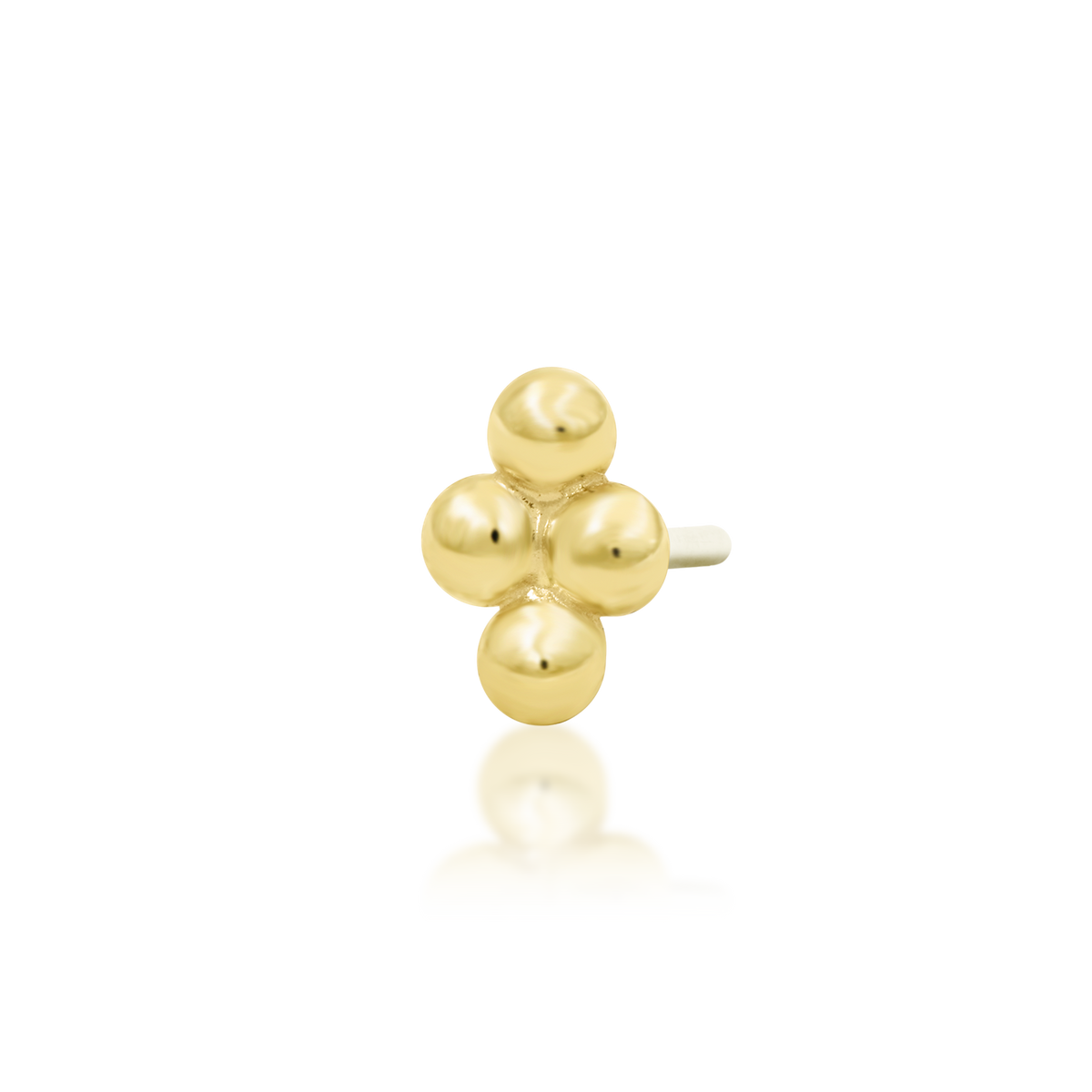 14ct yellow gold threadless Quad Beaded Diamond end, Loughborough Origins Body Art