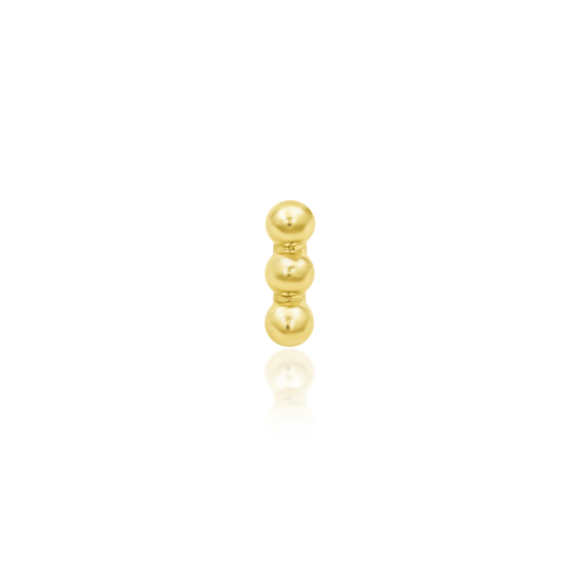 14ct yellow gold threadless Beads-of-3 end, Loughborough Origins Body Art