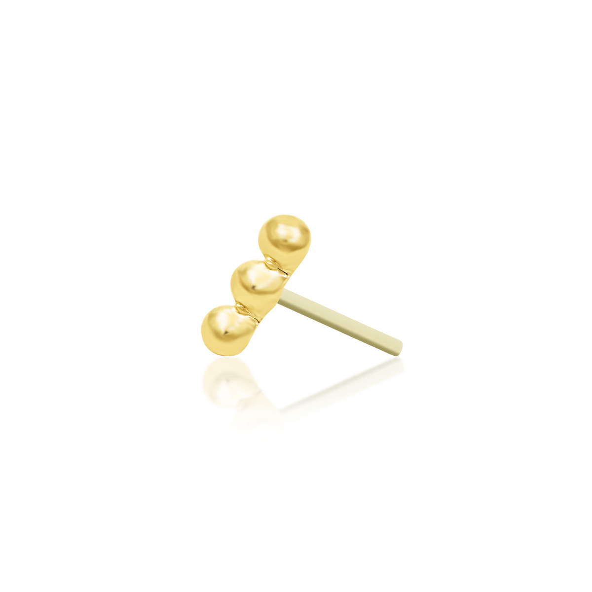 14ct yellow gold threadless Beads-of-3 end, Loughborough Origins Body Art