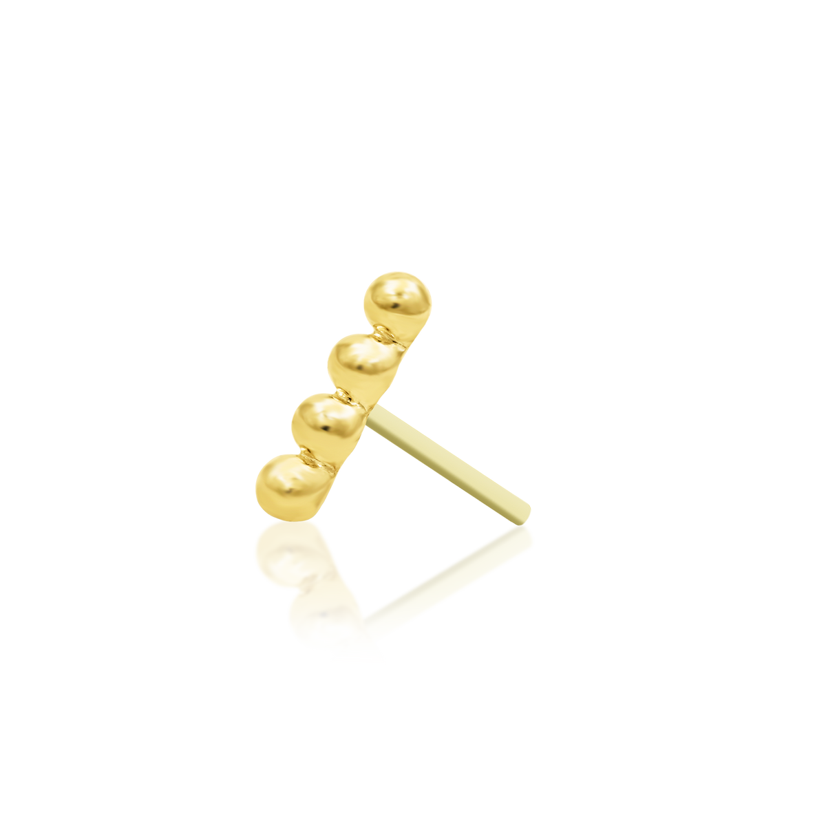 14ct yellow gold threadless Beads-of-4 end, Loughborough Origins Body Art