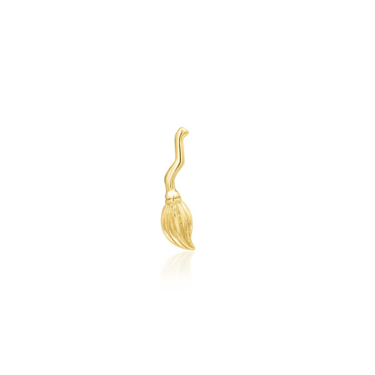 14ct yellow gold threadless Gold Witch's Broom end, Loughborough Origins Body Art