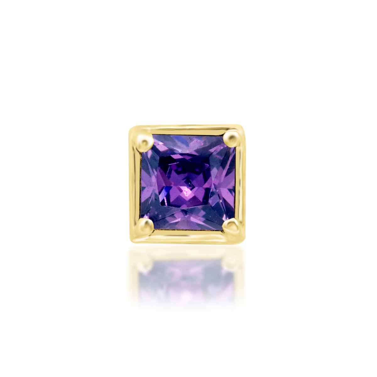 14ct yellow gold threadless Corcran Amethyst end, Loughborough Origins Body Art