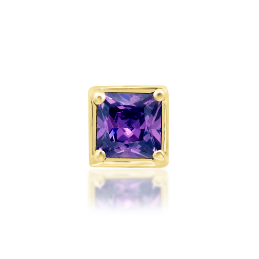 14ct yellow gold threadless Corcran Amethyst end, Loughborough Origins Body Art