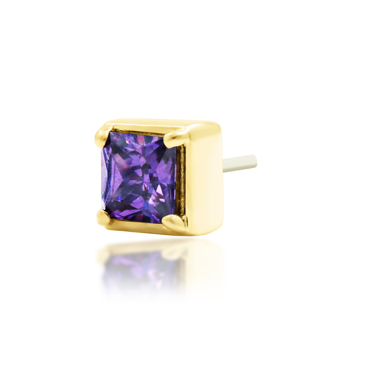14ct yellow gold threadless Corcran Amethyst end, Loughborough Origins Body Art