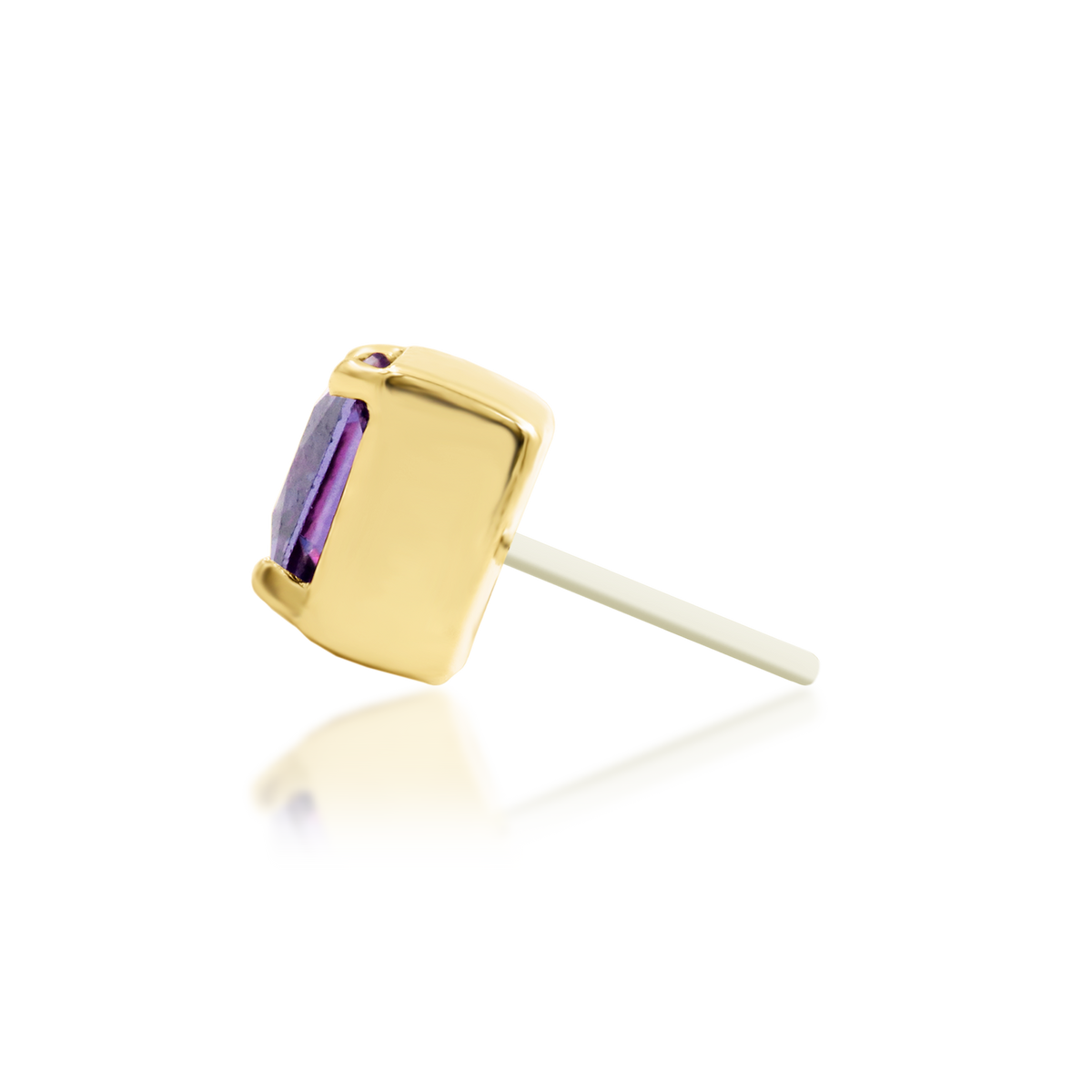 14ct yellow gold threadless Corcran Amethyst end, Loughborough Origins Body Art