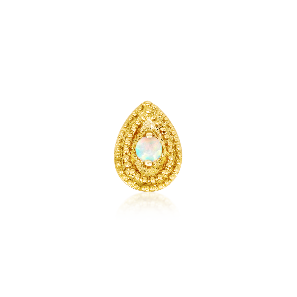 Gold Opal Pear Double Milgrain