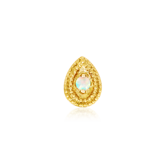 Gold Opal Pear Double Milgrain