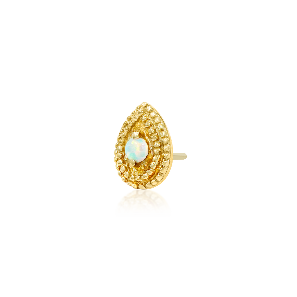 Gold Opal Pear Double Milgrain
