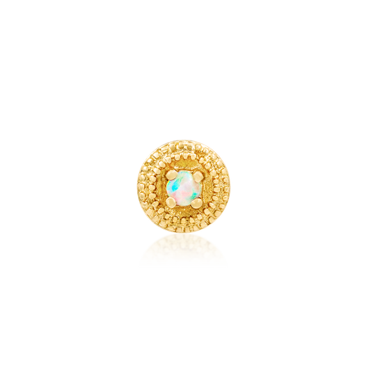 Gold Opal Round Double Milgrain