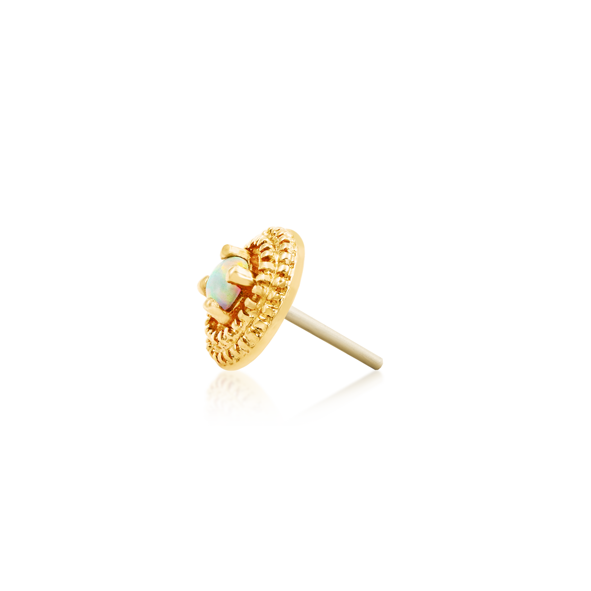 Gold Opal Round Double Milgrain