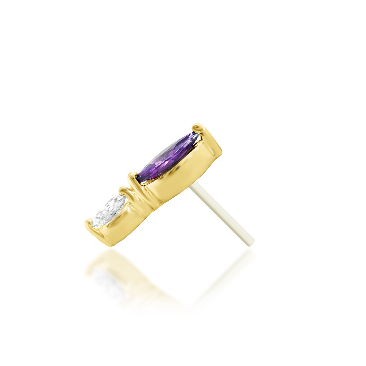 14ct yellow gold threadless Emersyn Amethyst end, Loughborough Origins Body Art