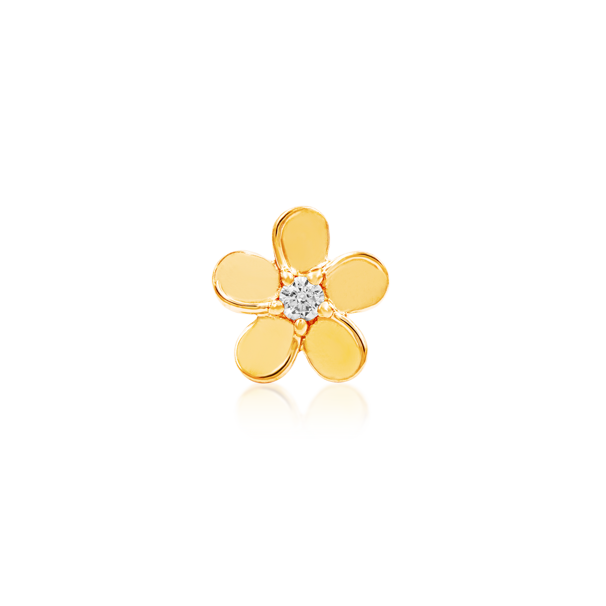 14ct yellow gold threadless Gold CZ Flower end, Loughborough Origins Body Art