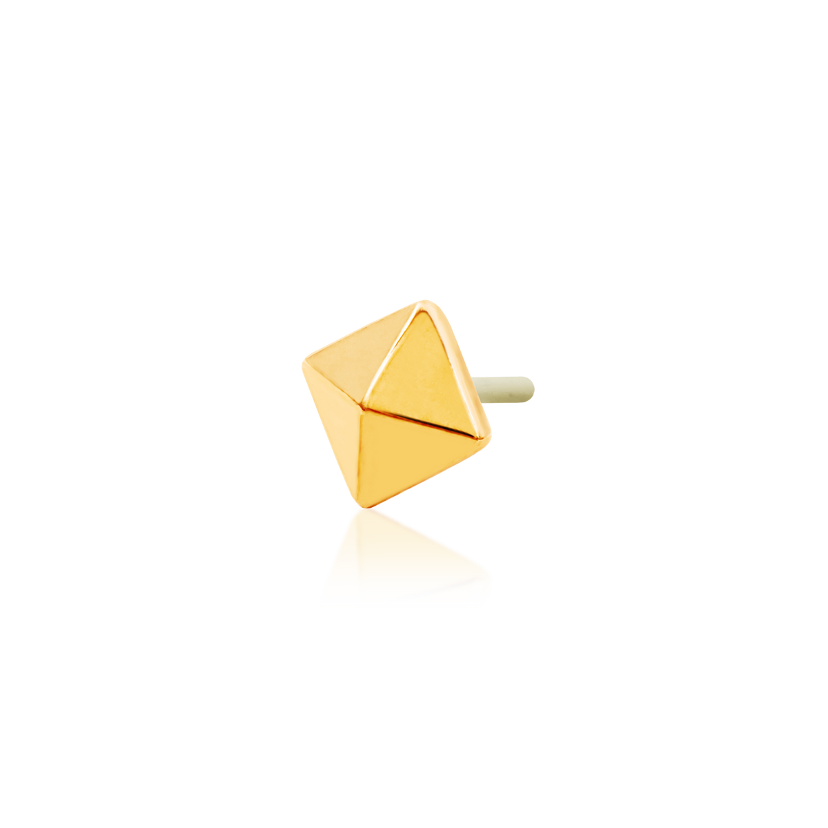 14ct yellow gold threadless Gold Pyramid end, Loughborough Origins Body Art