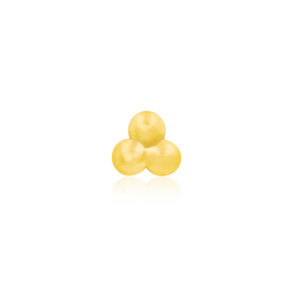 14ct yellow gold threadless Gold Tri-bead end, Loughborough Origins Body Art