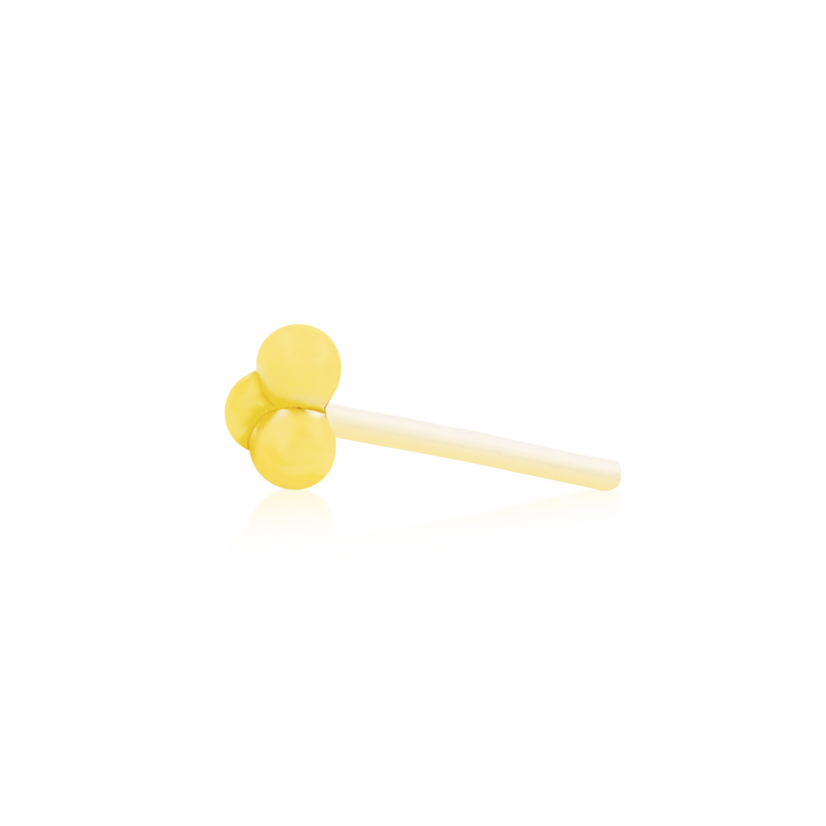 14ct yellow gold threadless Gold Tri-bead end, Loughborough Origins Body Art