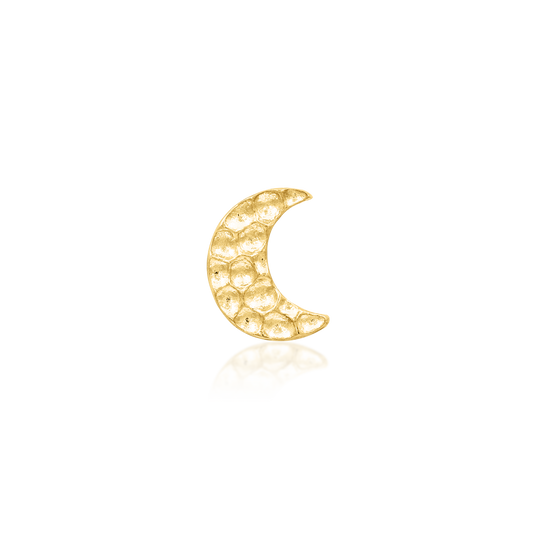 14ct yellow gold threadless Golden Hammered Moon end, Loughborough Origins Body Art