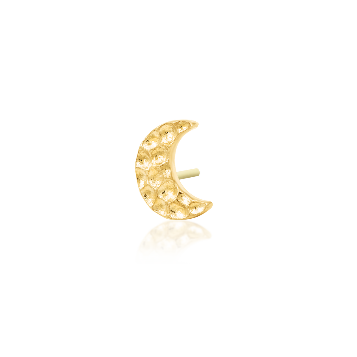 14ct yellow gold threadless Golden Hammered Moon end, Loughborough Origins Body Art