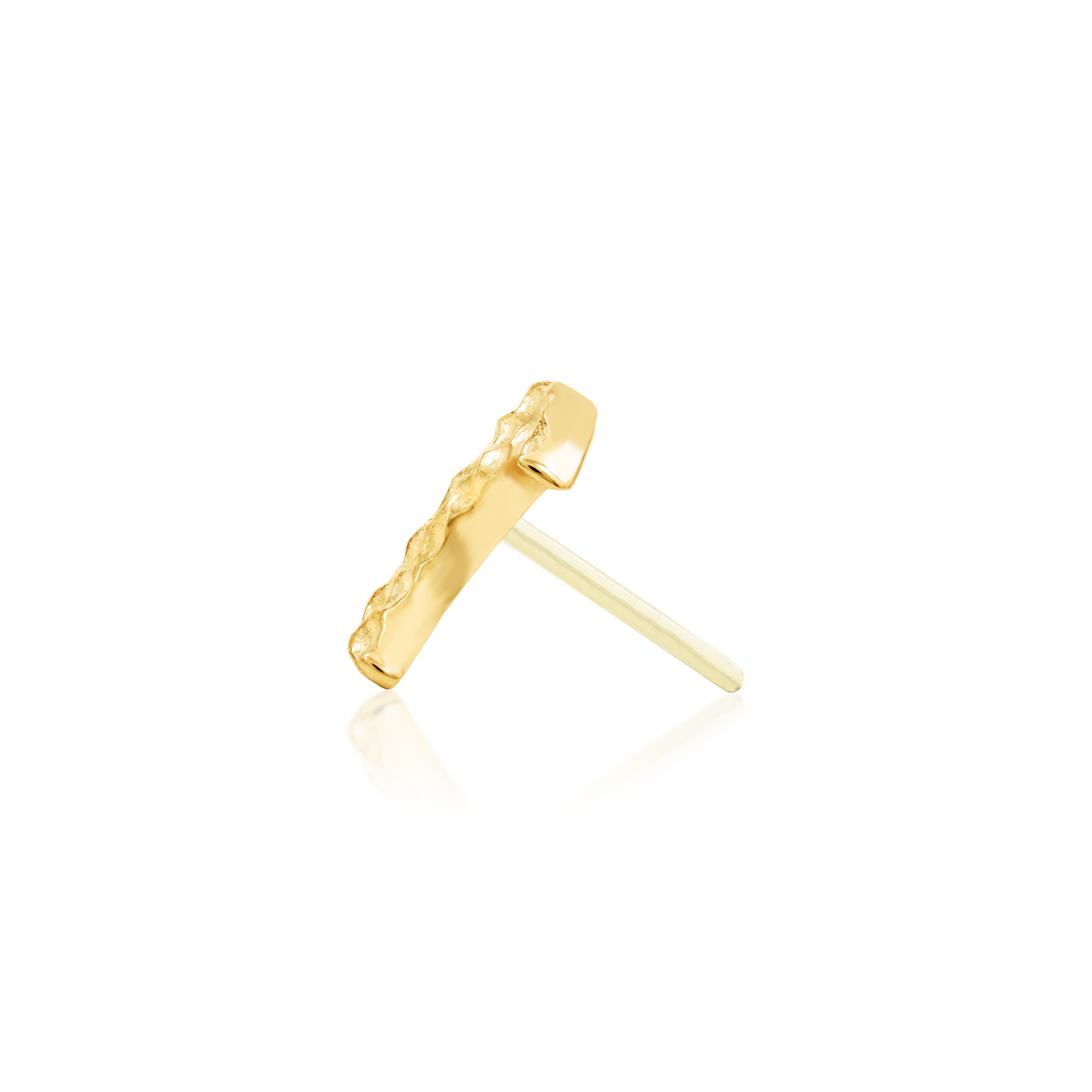 14ct yellow gold threadless Golden Hammered Moon end, Loughborough Origins Body Art