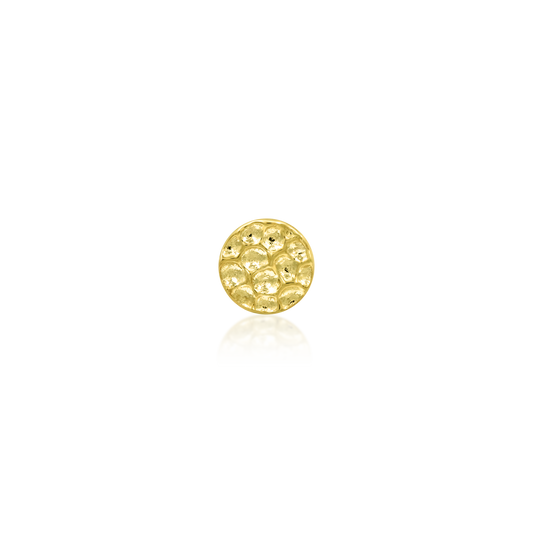 14ct yellow gold threadless Gold Hammered Disk end, Loughborough Origins Body Art