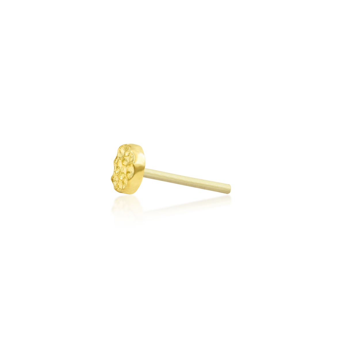 14ct yellow gold threadless Gold Hammered Disk end, Loughborough Origins Body Art