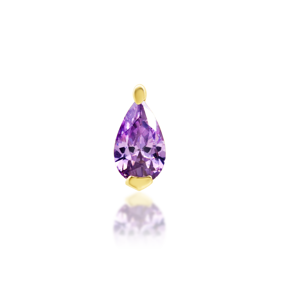 Yellow gold threadless Hyacinth Amethyst end, Loughborough Origins Body Art