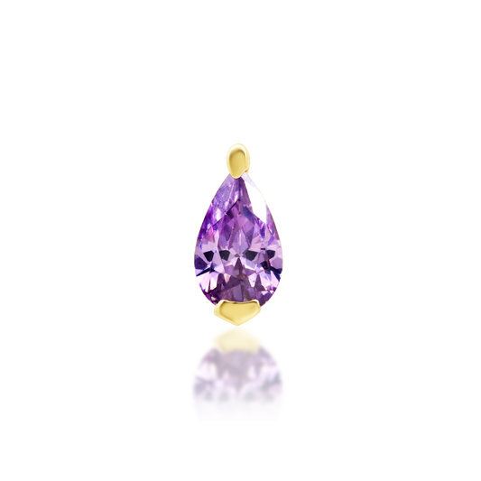 Yellow gold threadless Hyacinth Amethyst end, Loughborough Origins Body Art