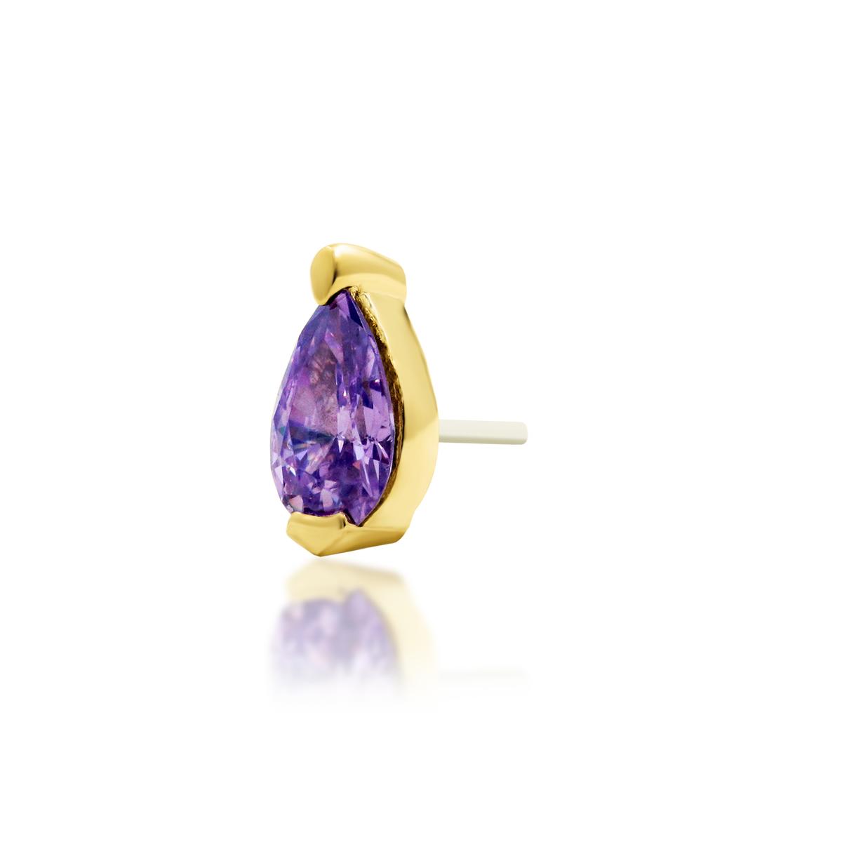 Yellow gold threadless Hyacinth Amethyst end, Loughborough Origins Body Art