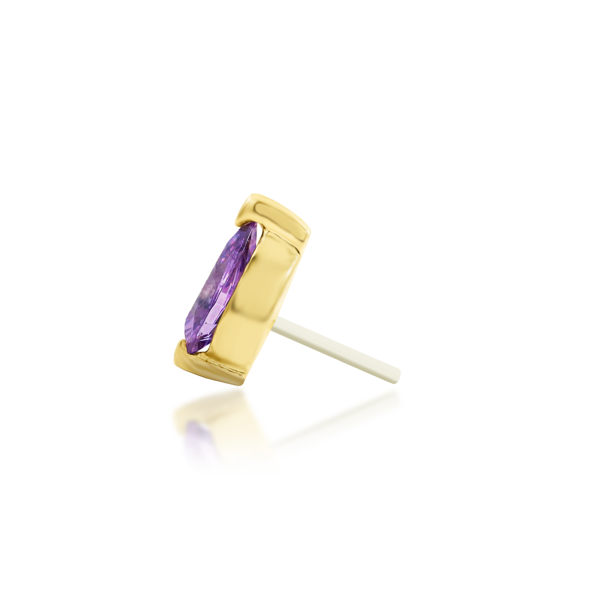 Yellow gold threadless Hyacinth Amethyst end, Loughborough Origins Body Art
