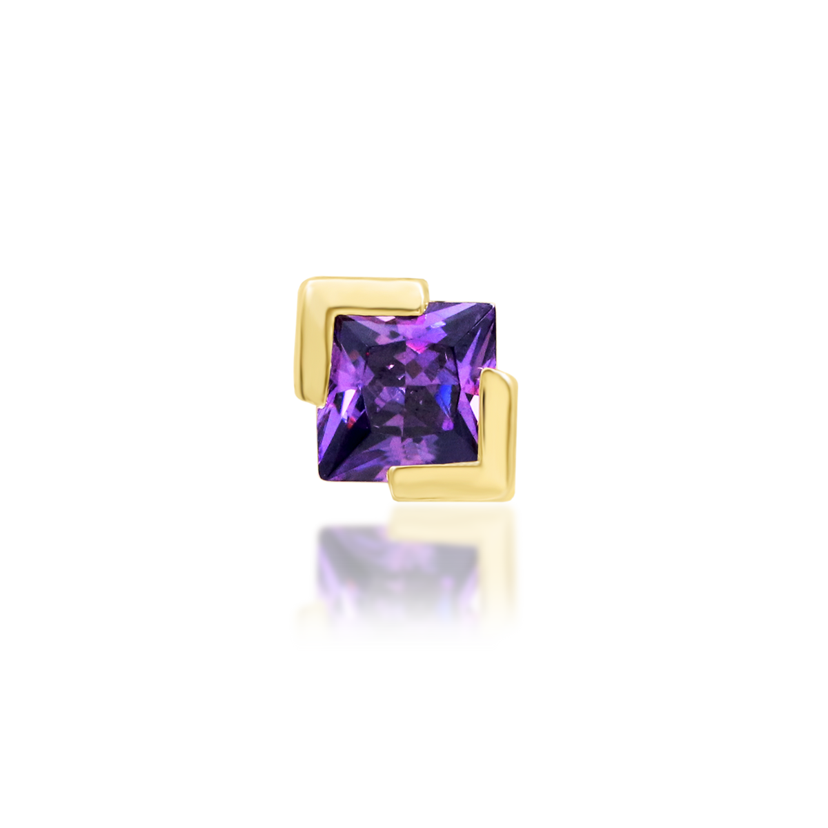 14ct yellow gold threadless Jolan Amethyst end, Loughborough Origins Body Art