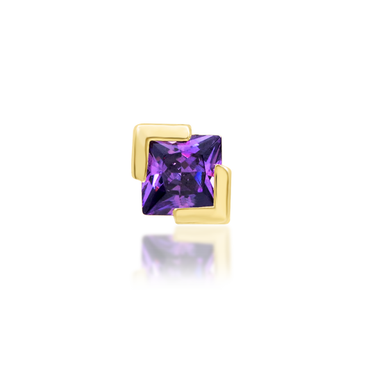 14ct yellow gold threadless Jolan Amethyst end, Loughborough Origins Body Art