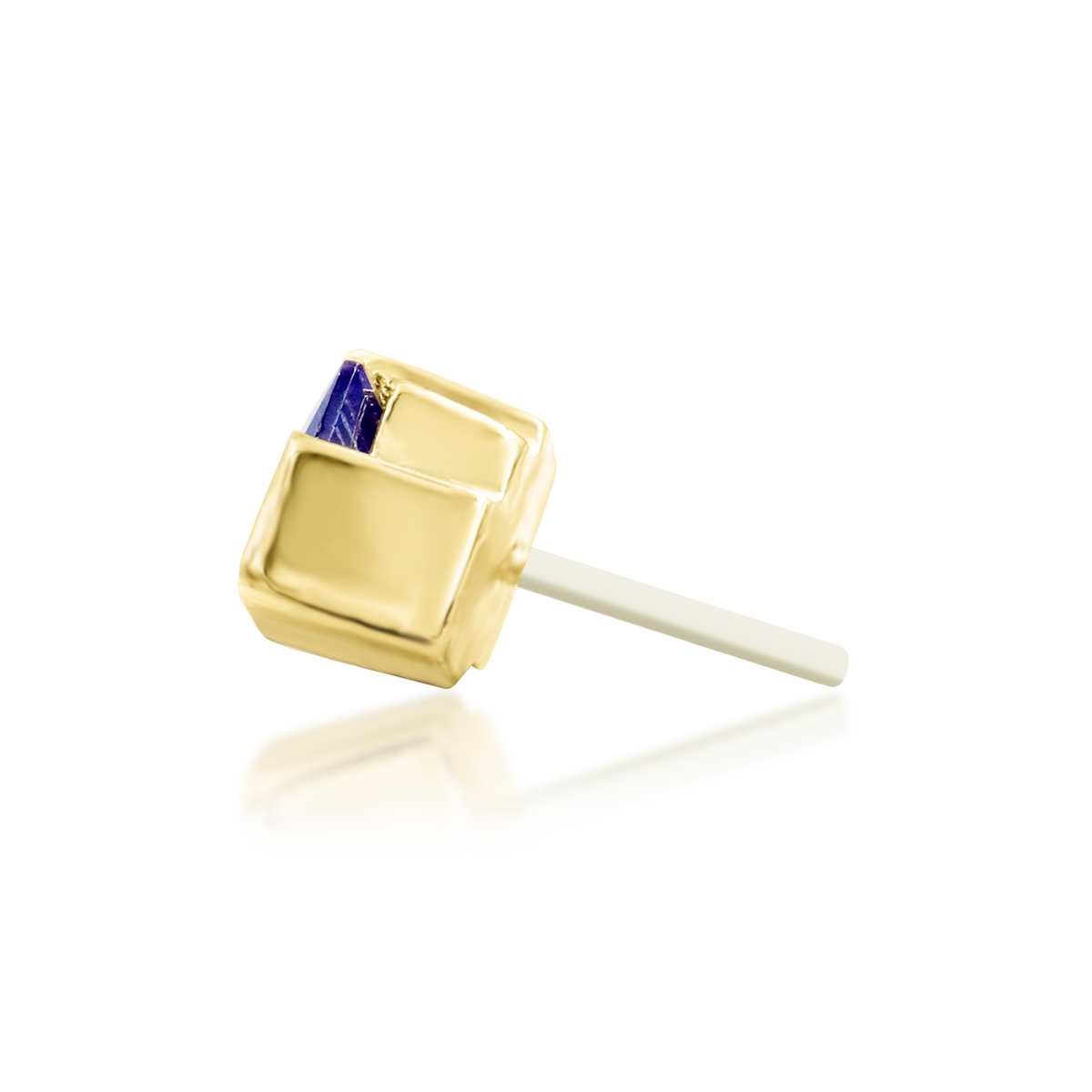 14ct yellow gold threadless Jolan Amethyst end, Loughborough Origins Body Art