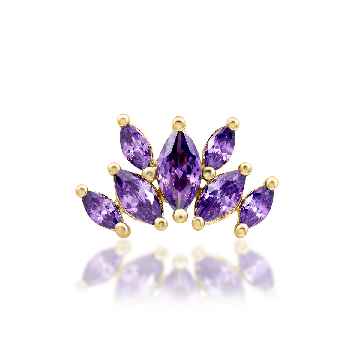 14ct yellow gold threadless Kehlani Amethyst end, Loughborough Origins Body Art