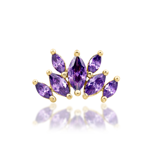 14ct yellow gold threadless Kehlani Amethyst end, Loughborough Origins Body Art