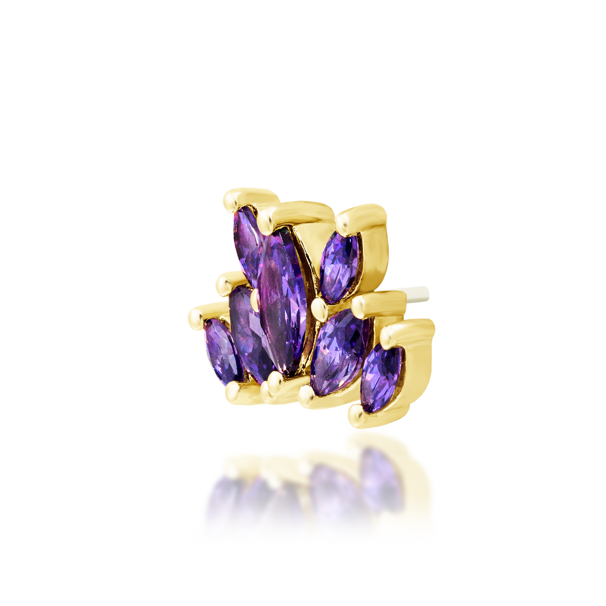 14ct yellow gold threadless Kehlani Amethyst end, Loughborough Origins Body Art