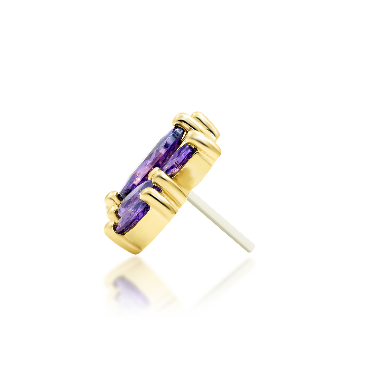 14ct yellow gold threadless Kehlani Amethyst end, Loughborough Origins Body Art