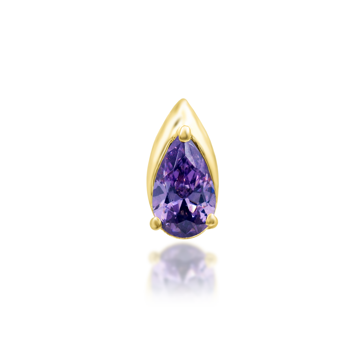14ct yellow gold threadless Kya Amethyst end, Loughborough Origins Body Art