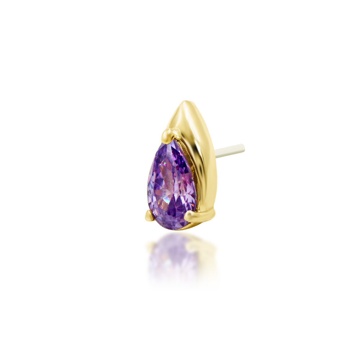 14ct yellow gold threadless Kya Amethyst end, Loughborough Origins Body Art