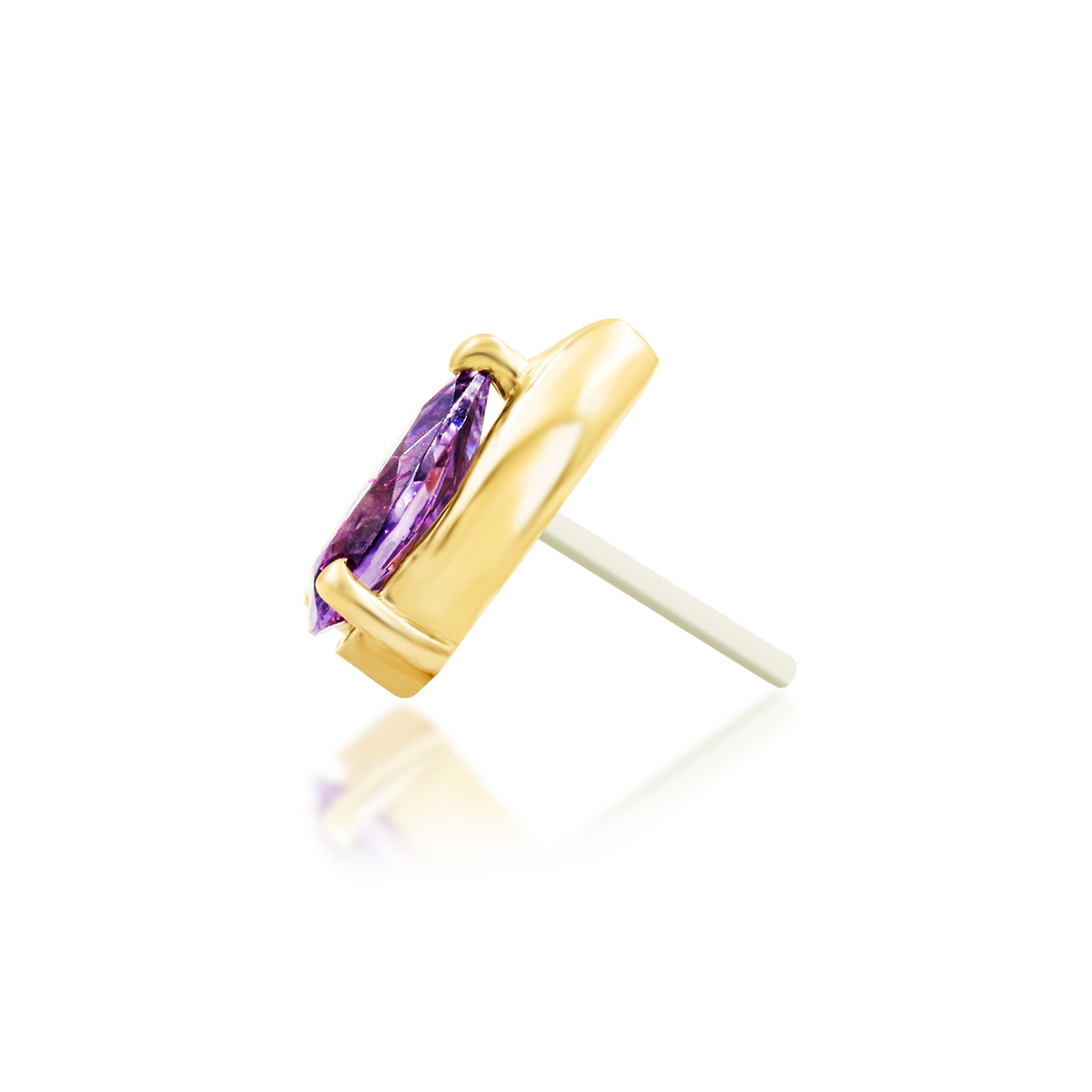 14ct yellow gold threadless Kya Amethyst end, Loughborough Origins Body Art
