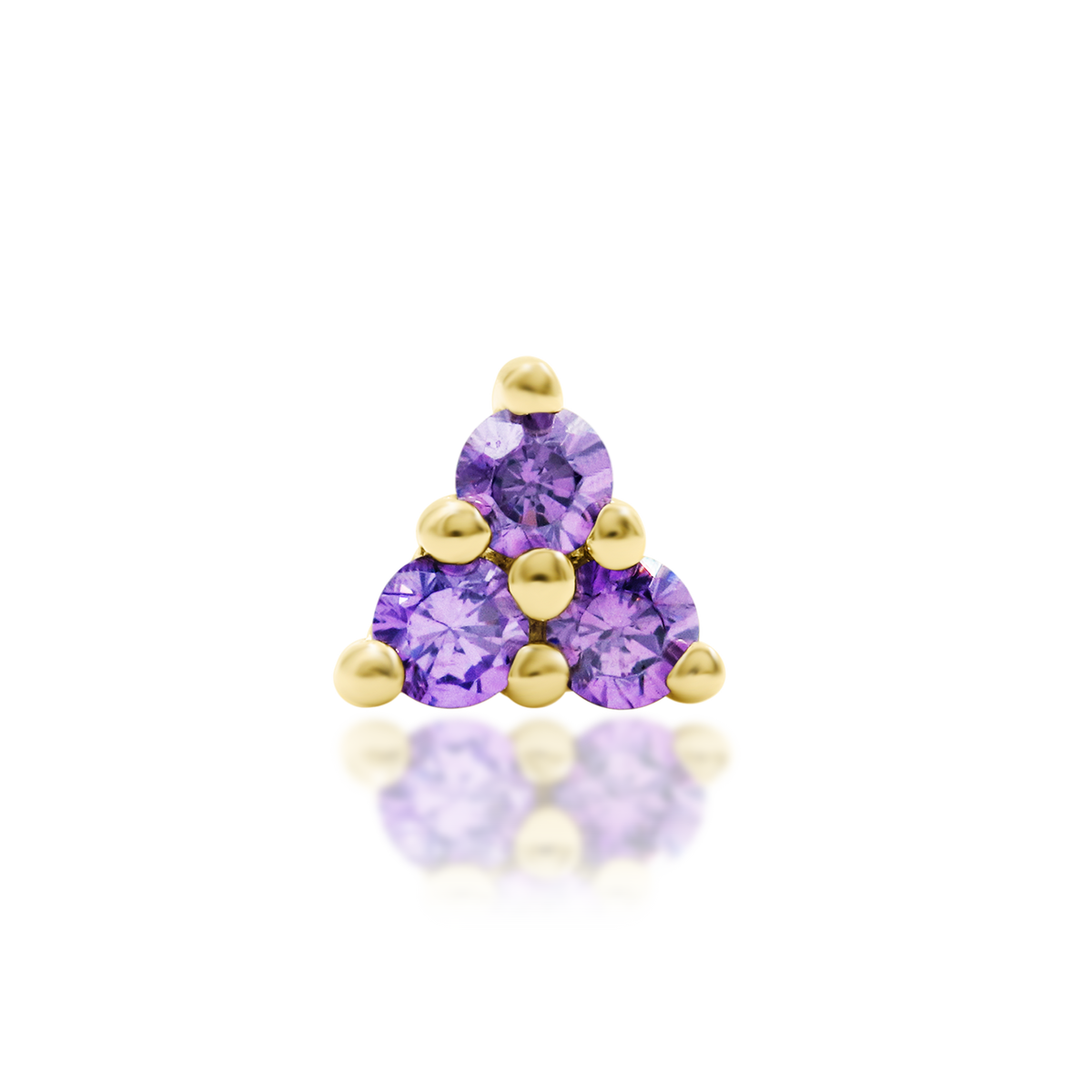 14ct yellow gold threadless Lanthia Amethyst end, Loughborough Origins Body Art