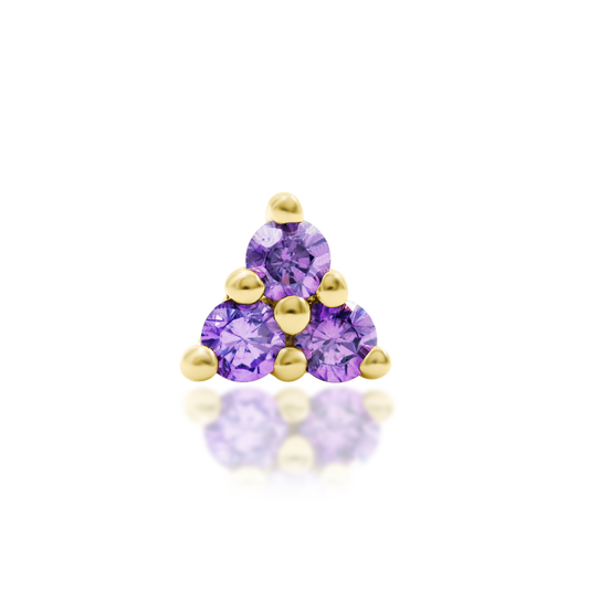 14ct yellow gold threadless Lanthia Amethyst end, Loughborough Origins Body Art