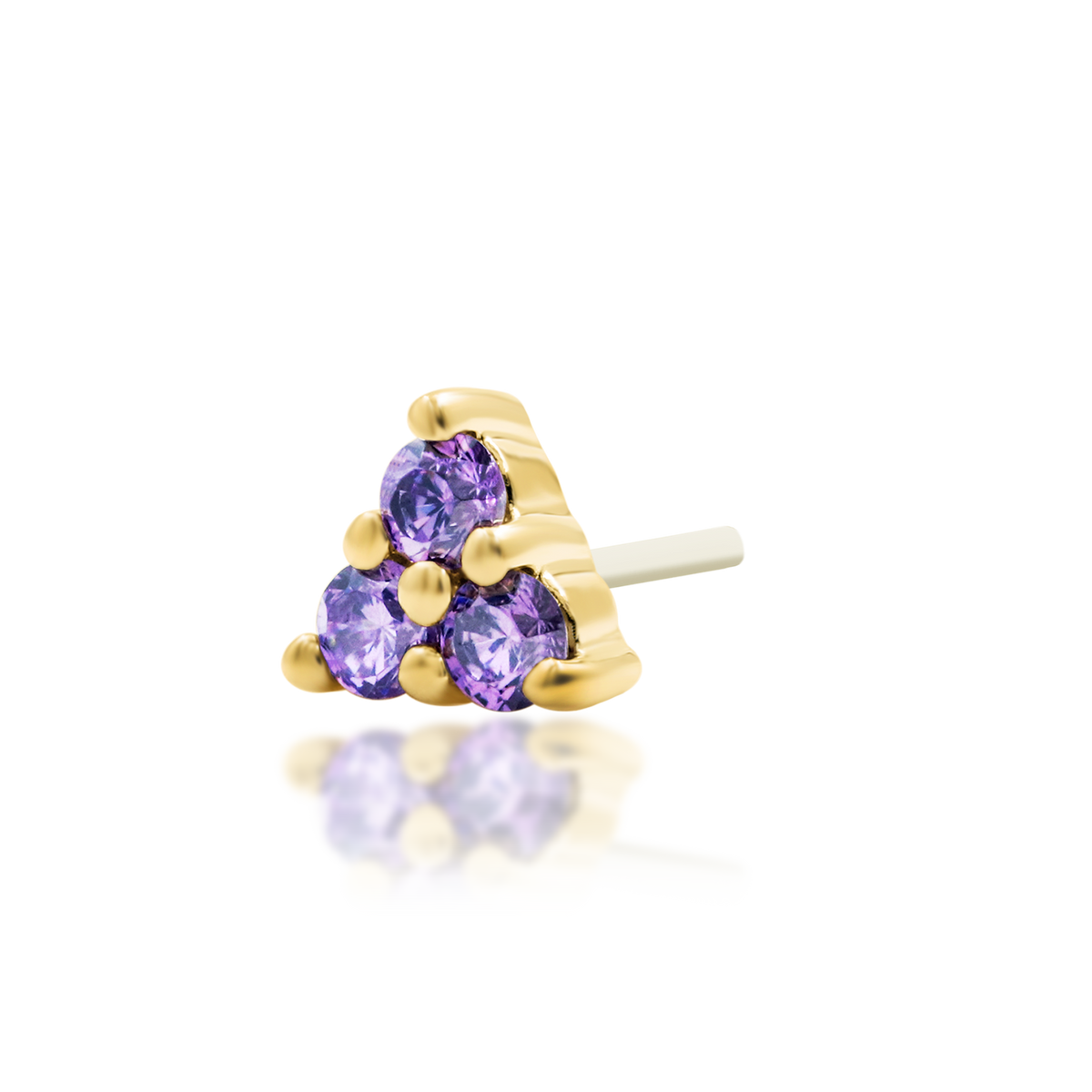 14ct yellow gold threadless Lanthia Amethyst end, Loughborough Origins Body Art