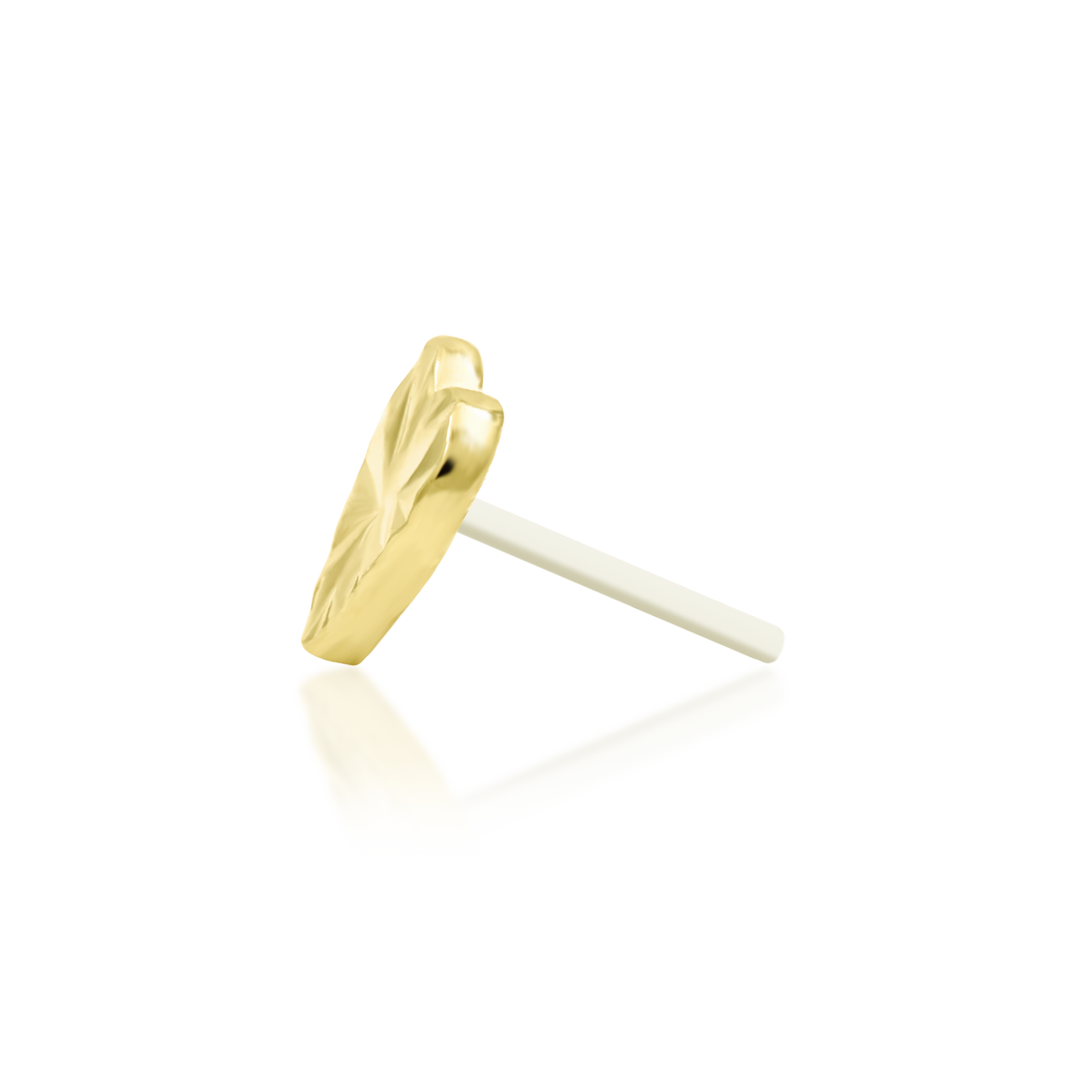 14ct yellow gold threadless Laser Heart end, Loughborough Origins Body Art