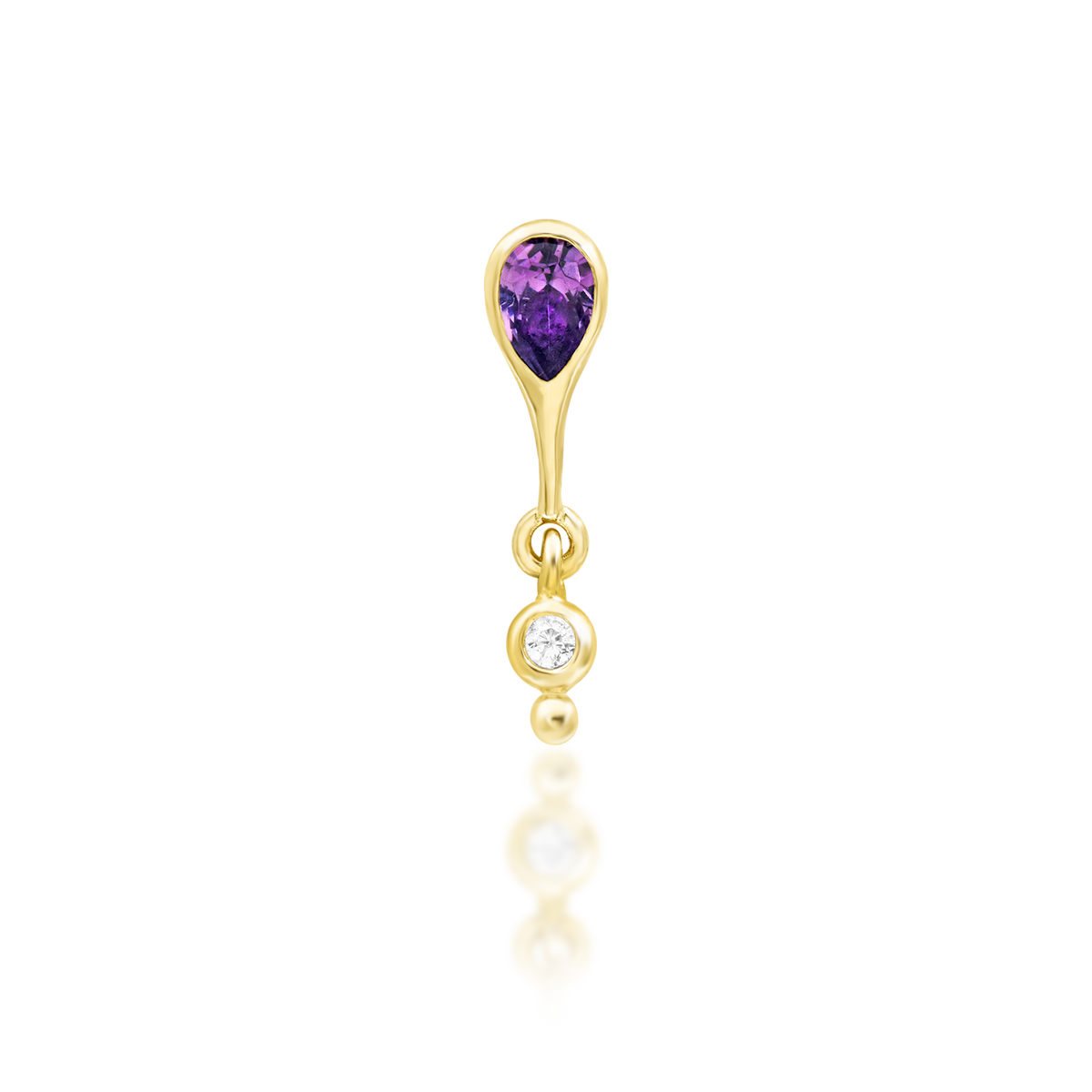 14ct yellow gold threadless Leilani Amethyst end, Loughborough Origins Body Art