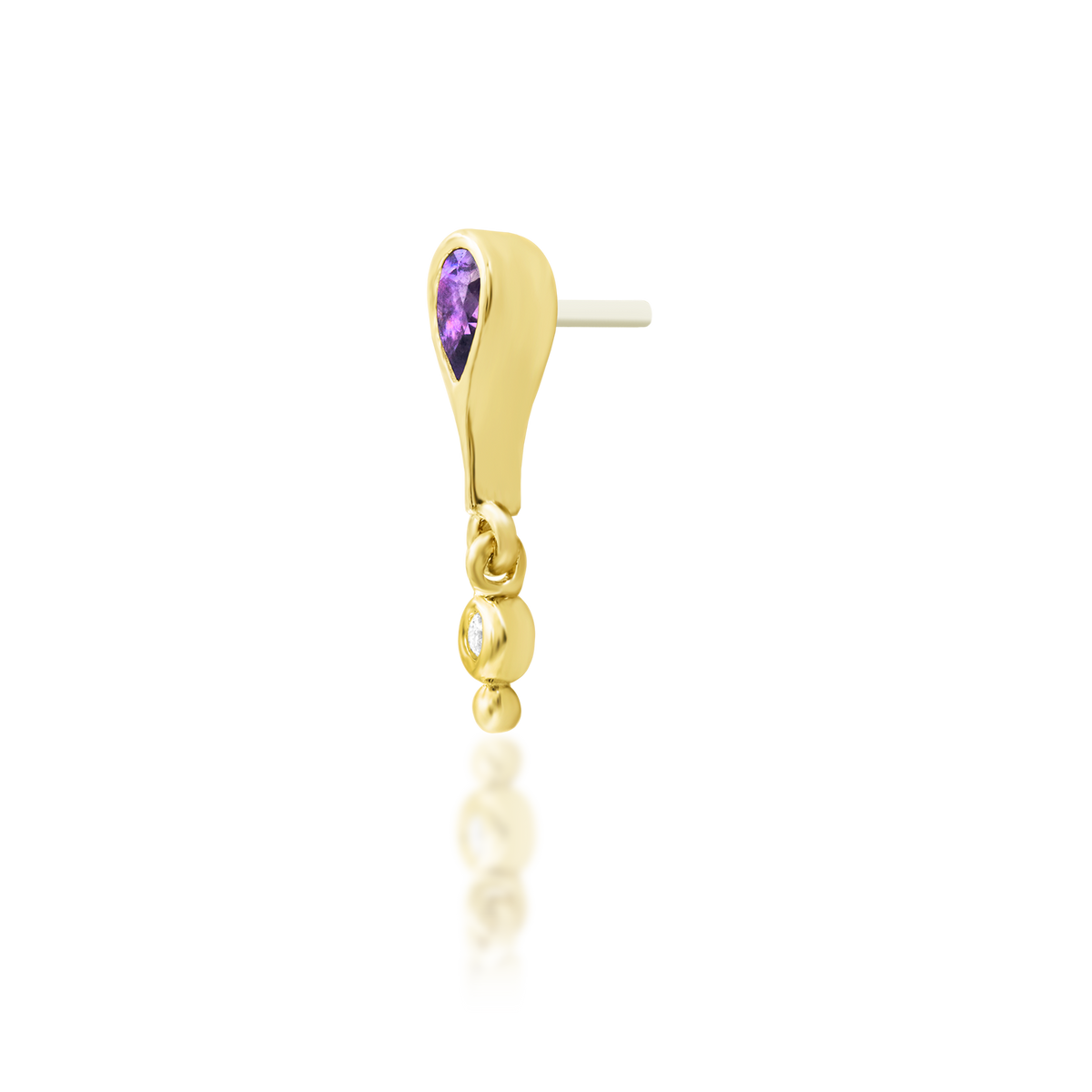 14ct yellow gold threadless Leilani Amethyst end, Loughborough Origins Body Art