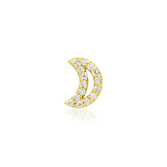 14ct yellow gold threadless Gold Cz Lunar Moon end, Loughborough Origins Body Art