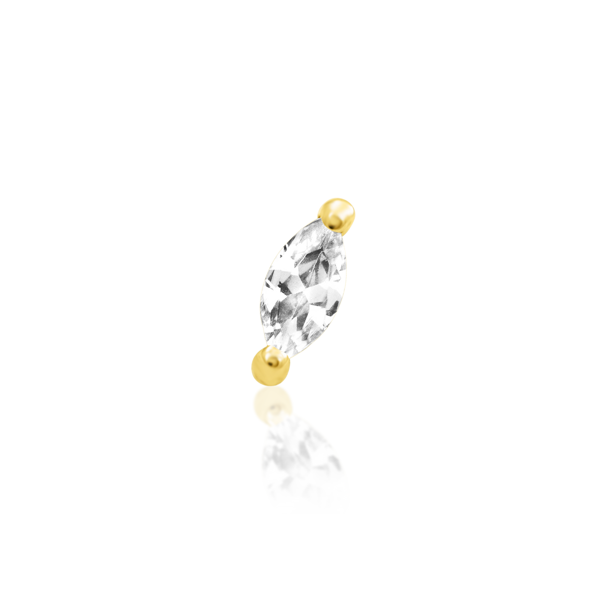 14ct yellow gold threadless Gold Marquise end, Loughborough Origins Body Art