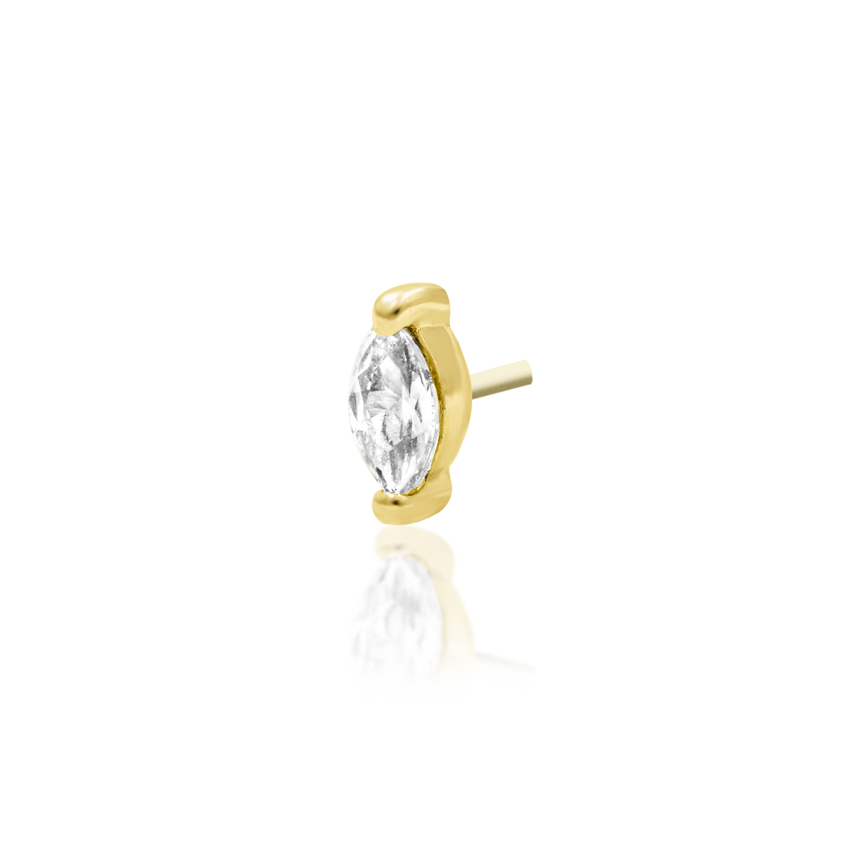 14ct yellow gold threadless Gold Marquise end, Loughborough Origins Body Art